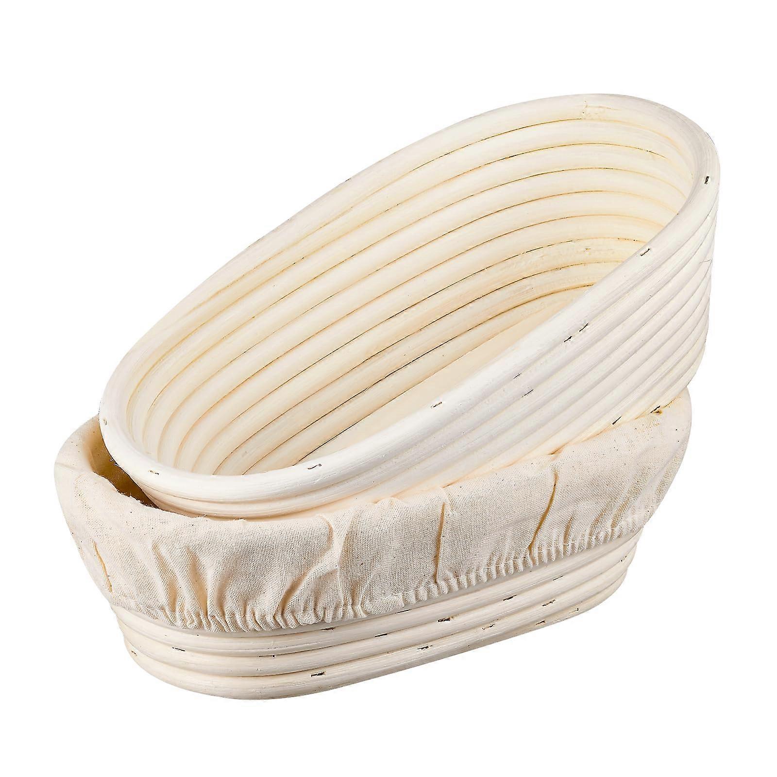 Banneton Bread Proofing Basket 10 Inch Oval Sourdough Baskets Set Of 2 With Liners For Professional And Home Use