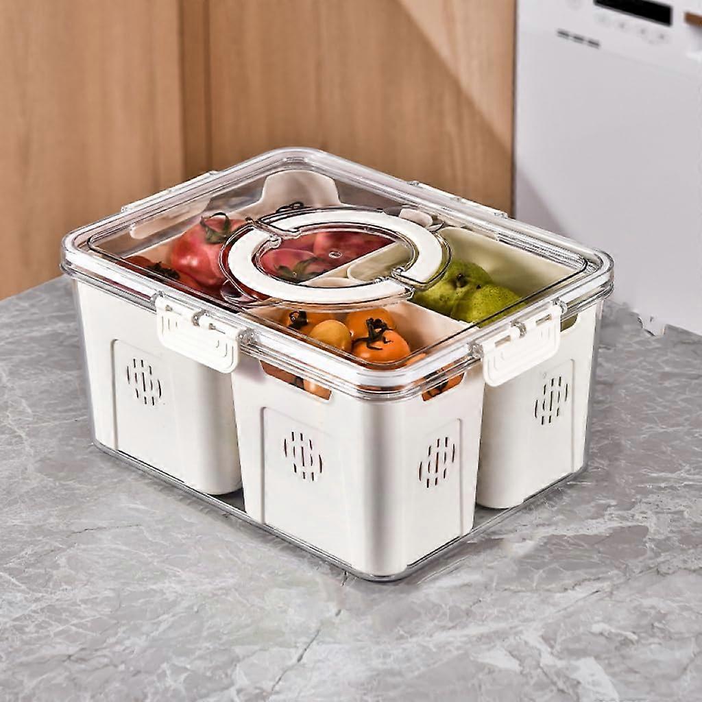 Refrigerator Fruit Storage Containers, 4 Divider Snack Box Containers, BPA-