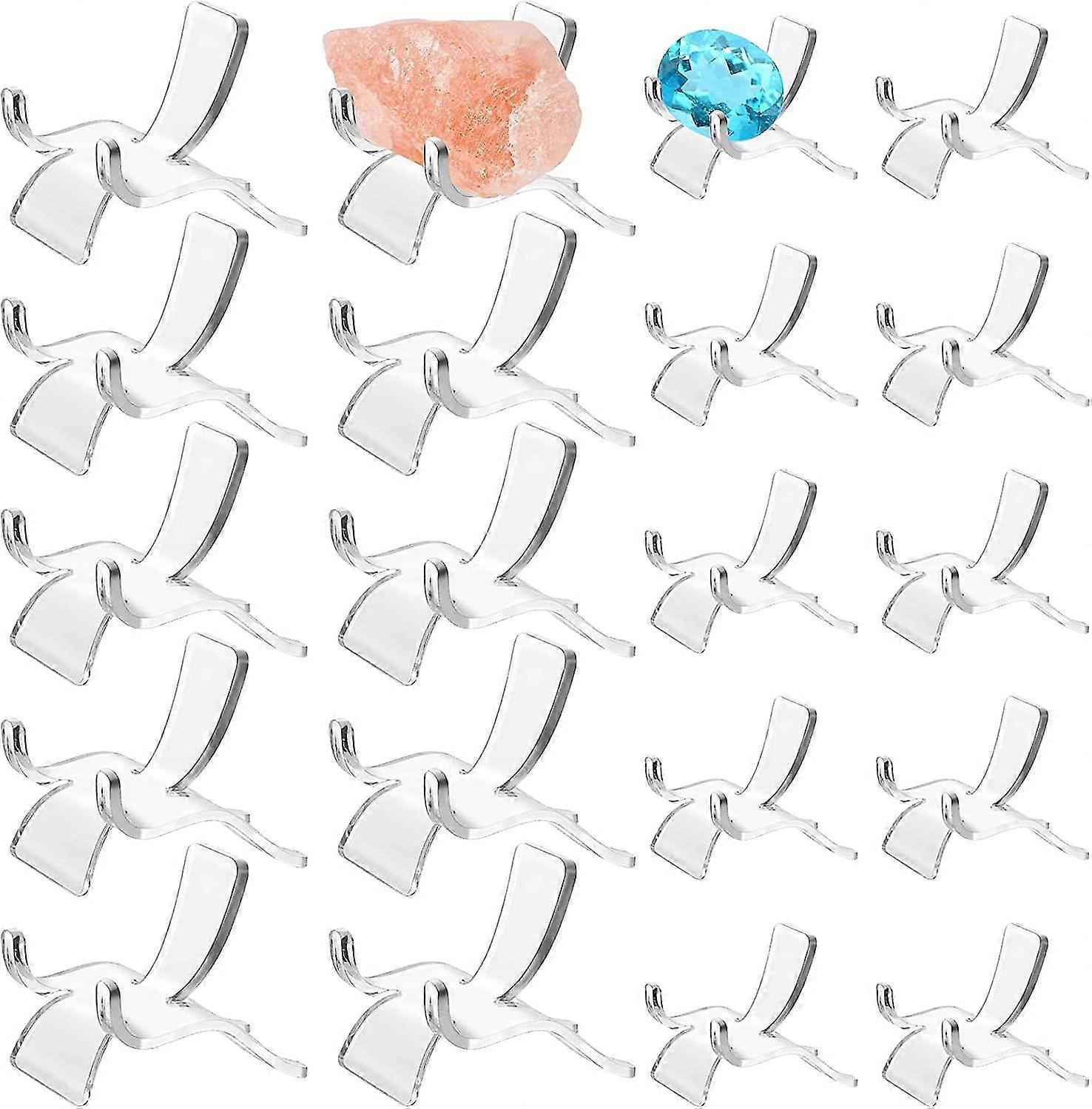 20-Pack Clear Acrylic Triangle Display Stands in Two Sizes for Mini Collectibles