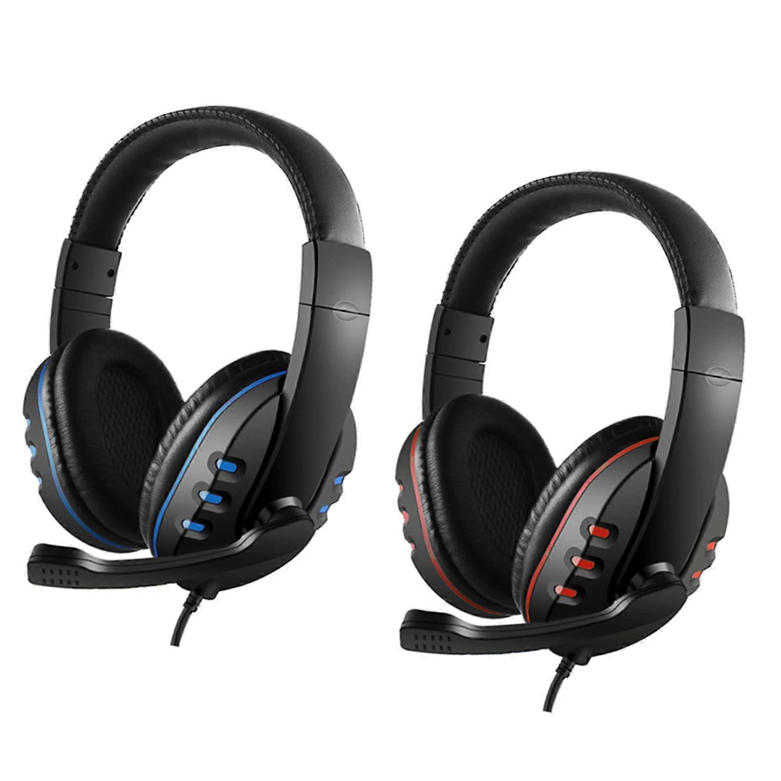 3.5mm Wired Gaming Headphones With Noise-Canceling Microphone And Volume Control For PC Laptop Black And Blue