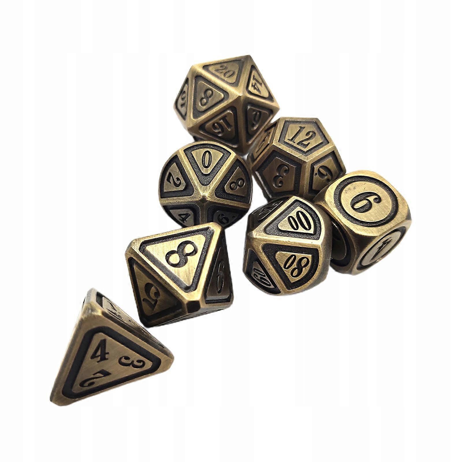 7x Metal Polyhedral Dices Set D4/d6/d8/d10/d12/d20 Numeral Dices For Dnd