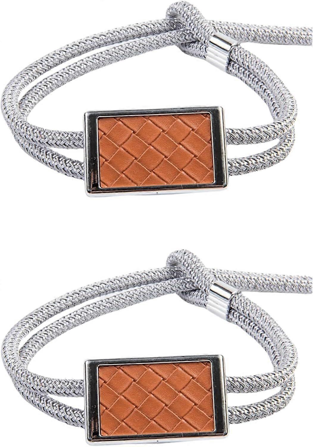 2 Square Pattern Leather Curtain Tiebacks Adjustable Storage Straps with Sliding Function - Red Iron Oxide