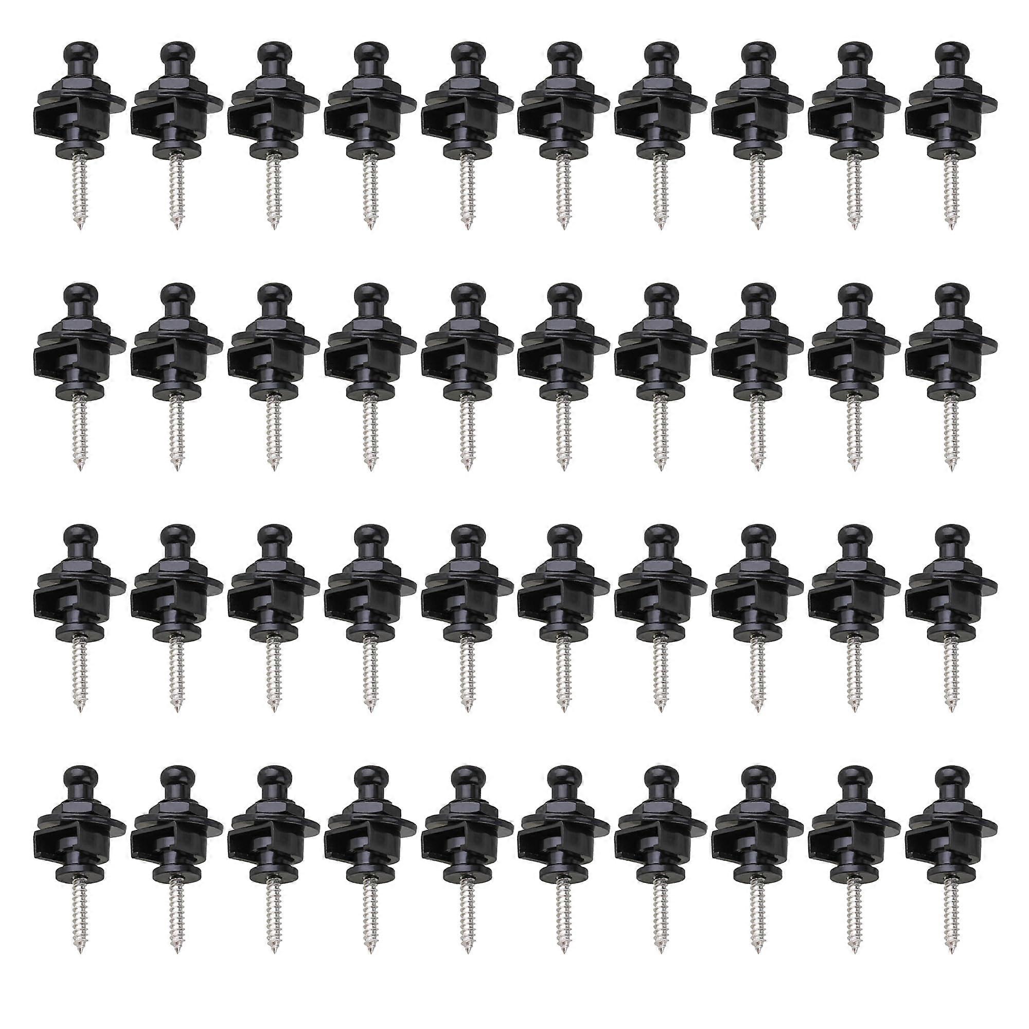 Black Metal Round Head Guitar Strap Lock P Button Knob Guitar Replacment Pack of 40