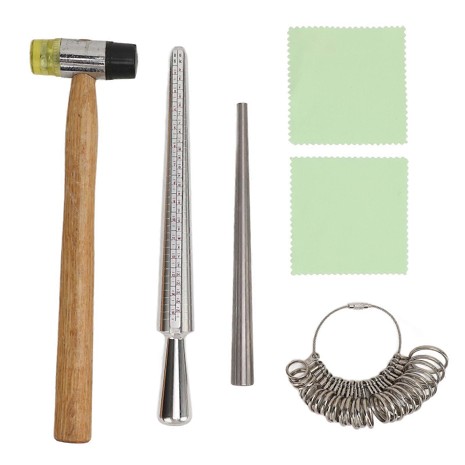 6pcs Small Ring Earrings Mandrel Kit Aluminium Efficient Multifunctional Ring Sizer Tool Set for Jewellery Making Maintenance