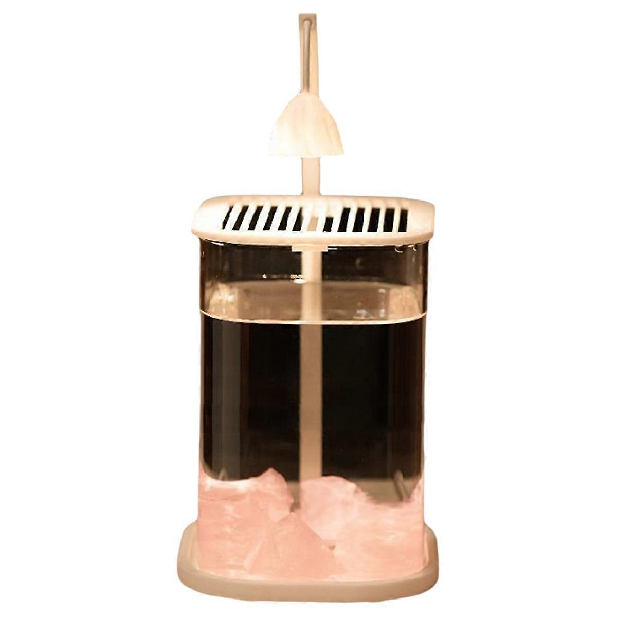 Mini Desktop Glass Aquarium Fish Tank with with Colored Crystal LED Light Desktop Ornaments High-En