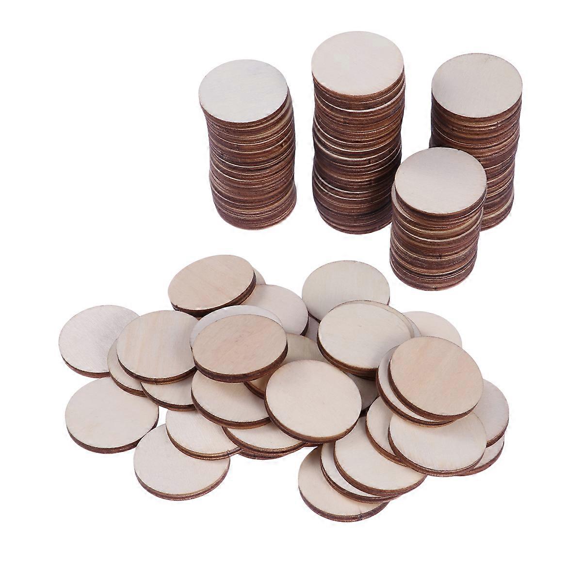 100 قطعة أقراص خشبية مستديرة قطع خشبية ناعمة للفن DIY سكرابوكينغ العلامات الشماعات الديكور