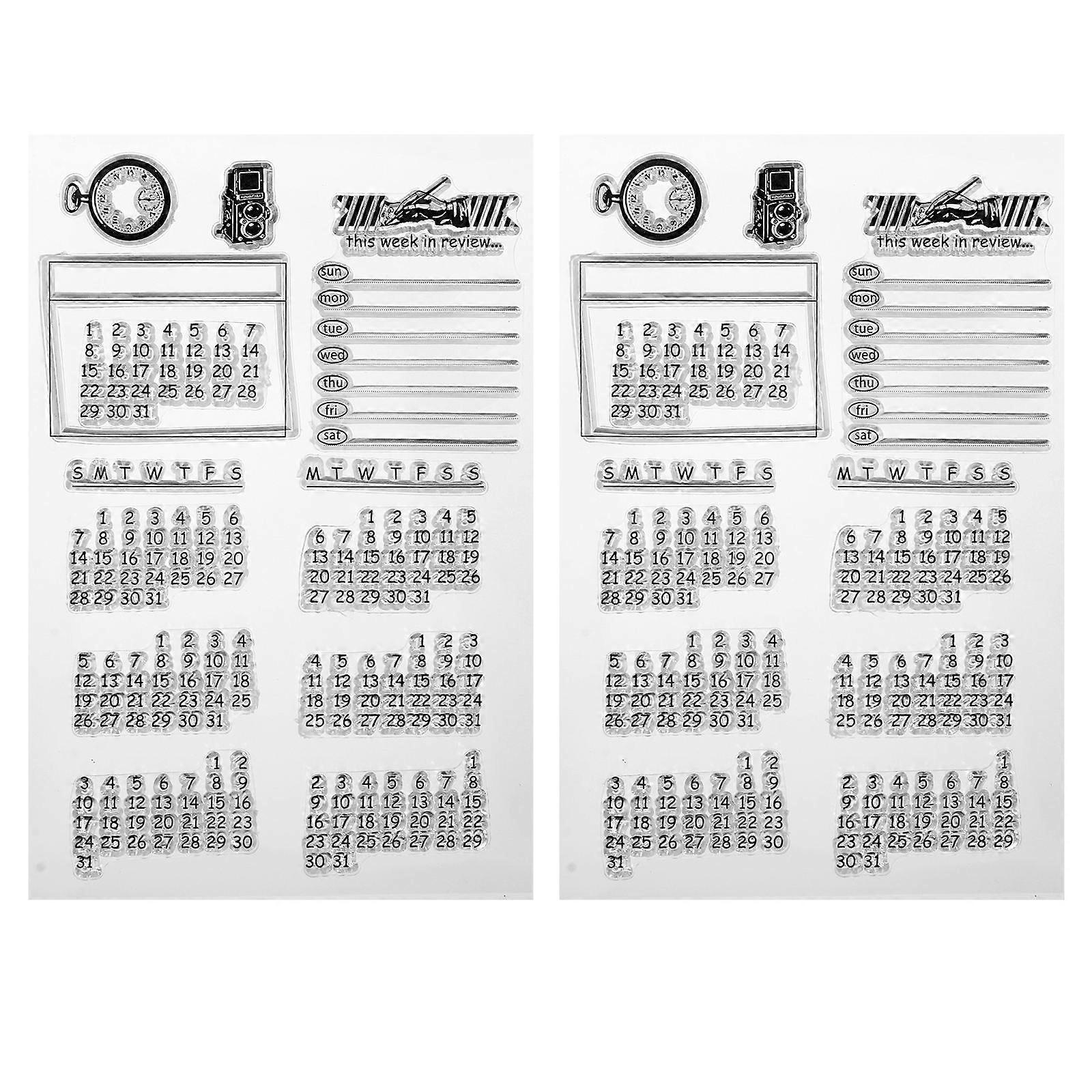 Month Stamps For Journaling Diary Album Date Marking Tool White 15X10 5Cm Silicone Material 2Pcs