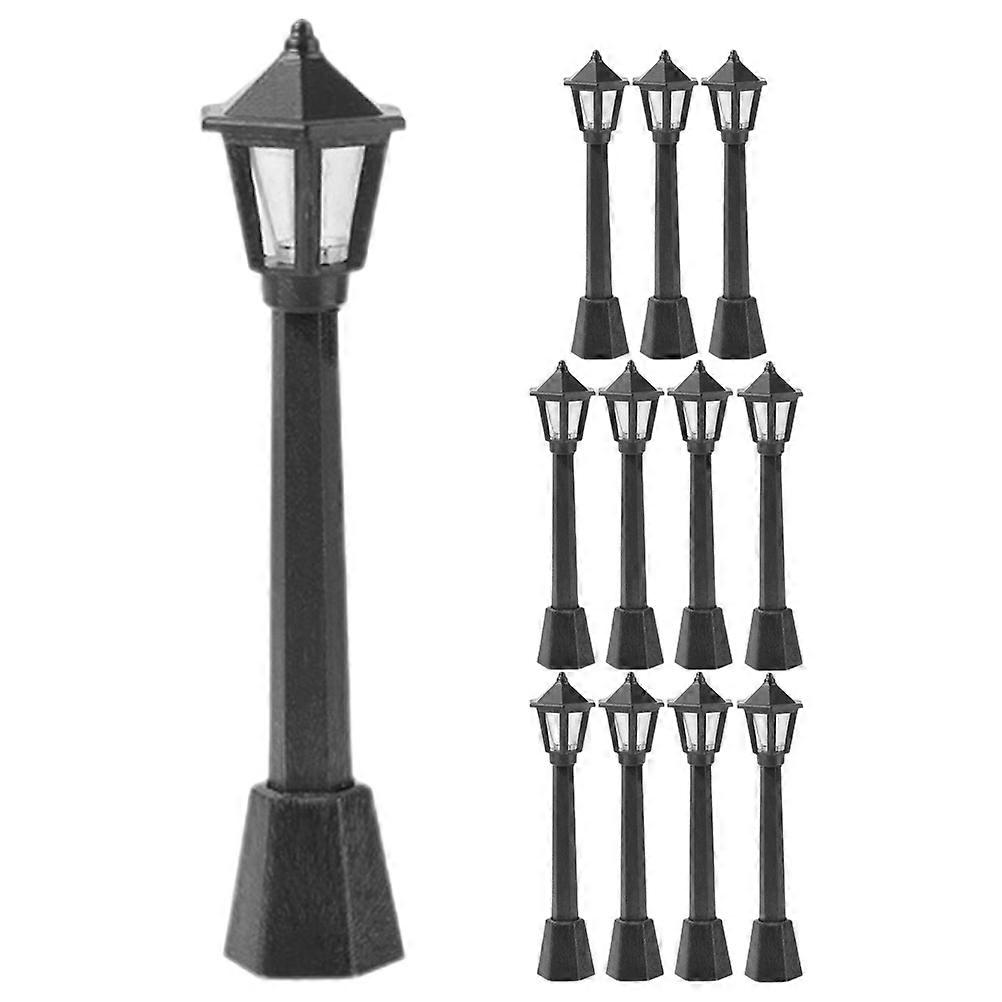 Miniature Street Lamp Micro Landscape Lights Realistic Design Compact Plastic Waterproof 12Pcs