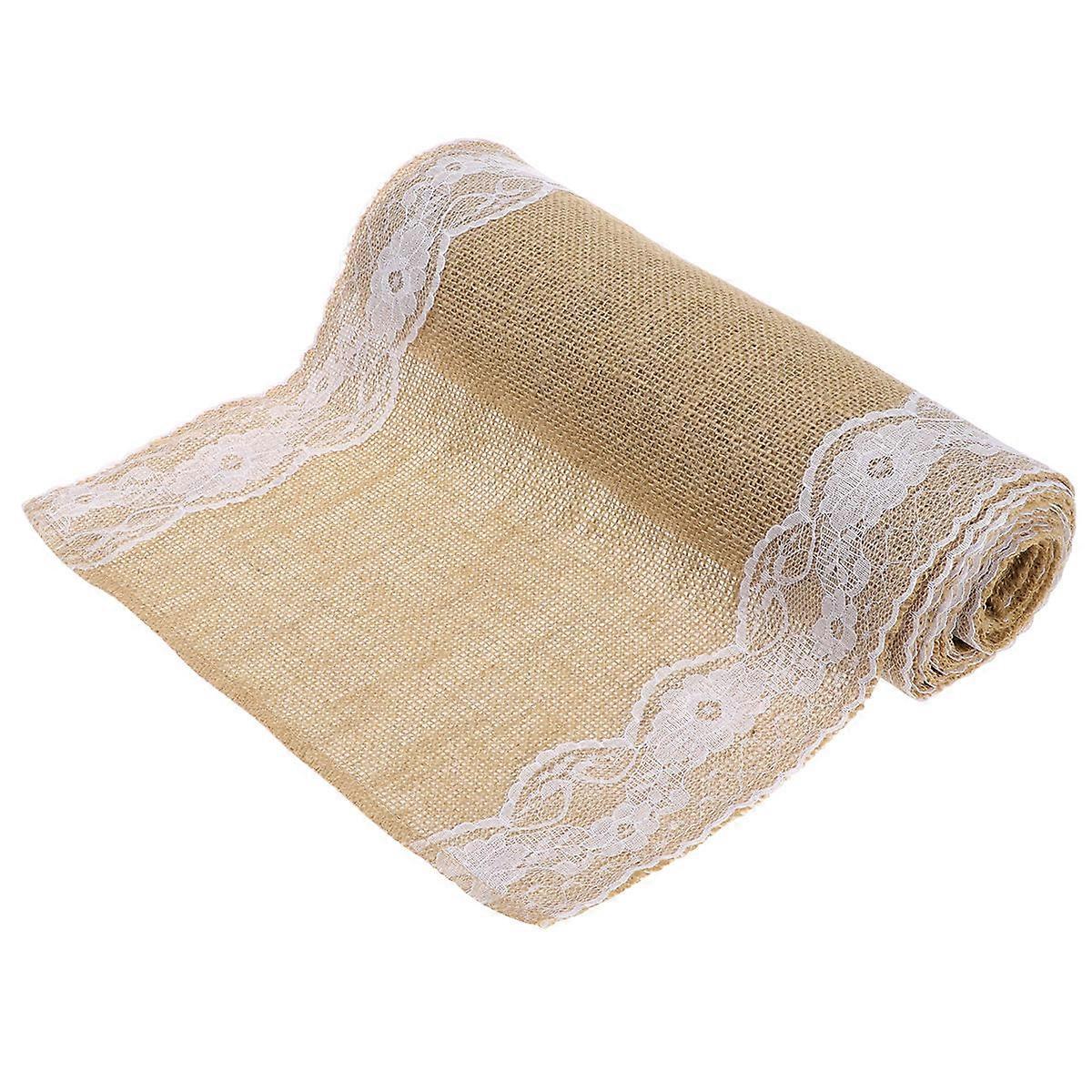 Vintage Table Runner Burlap Cream Lace Hessian Rustic Wedding Table Decor 30X180CM Rectangular Shape 1Pcs