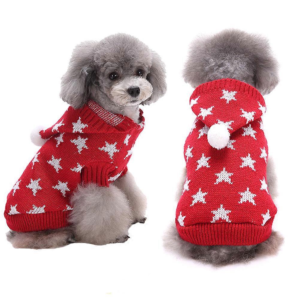 Pet Dog Sweater Winter Warm Coat for Dog Clothes Autumn Outdoor Activity Size L Red 1Pack