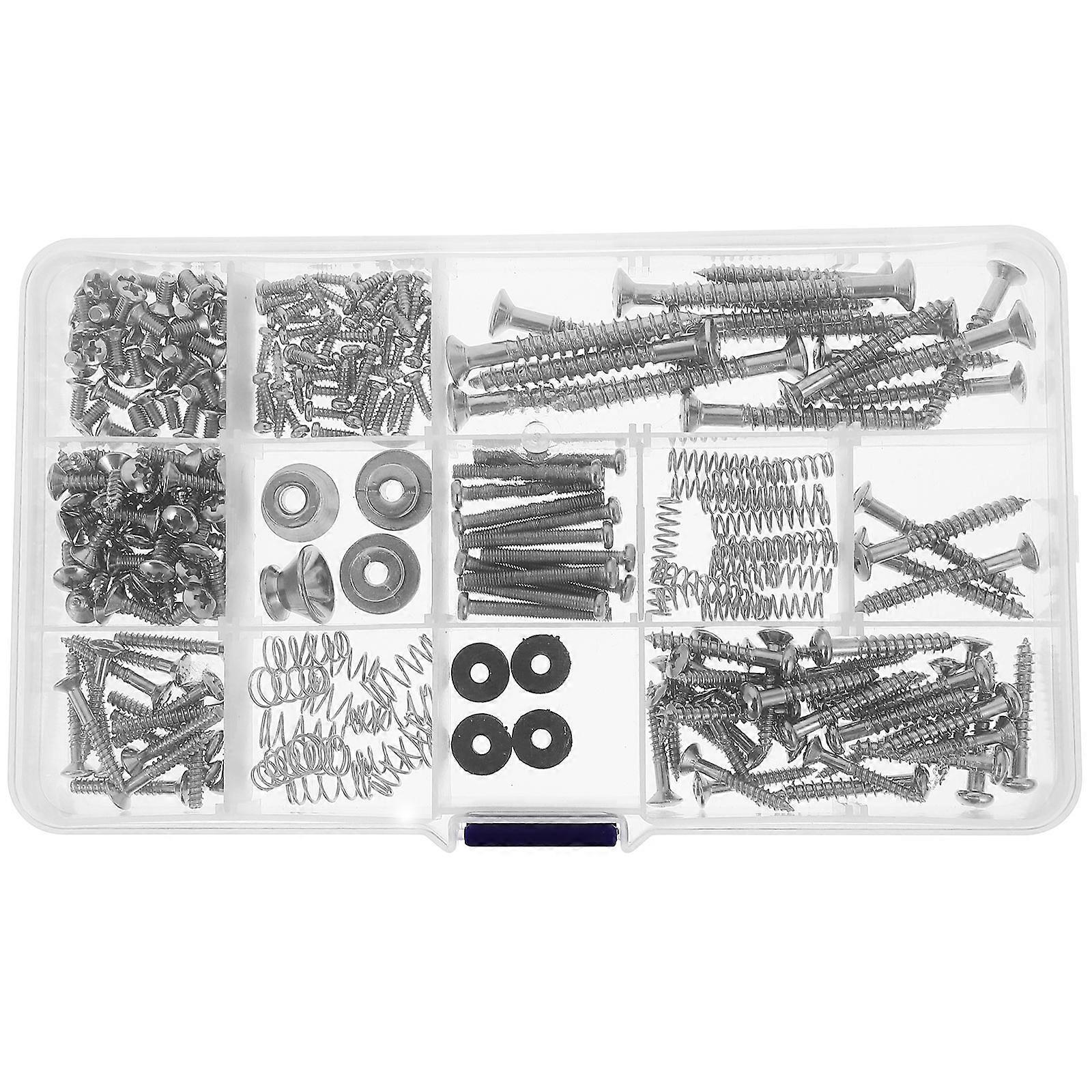 Guitar Screw Kit with Belt Buttons & Springs for Electric Guitar Maintenance – Durable Luthier Tool Set in Portable Storage Box