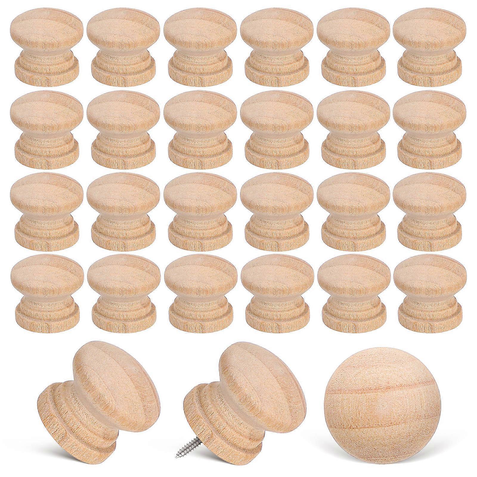 100pcs Unfinished Wood Cabinet Knobs, Rustic Mushroom Shaped Drawer Pulls for Furniture, Dressers, Wardrobes, and Cabinets