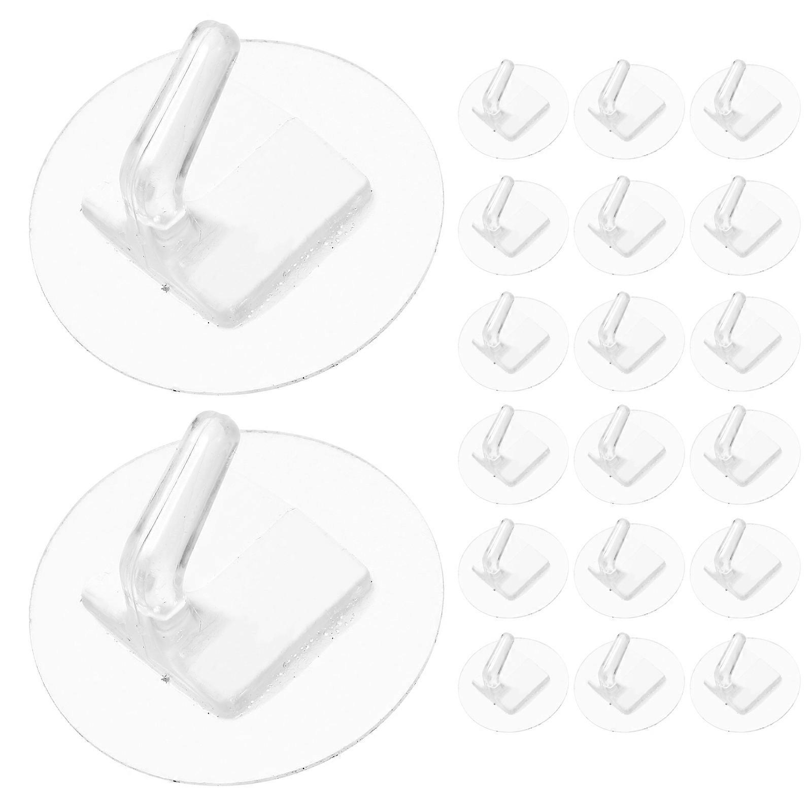 Removable Hooks Wall Sticky Hooks Home Use 3.80X3.80X3.00cm Transparent Hanging 20Pcs