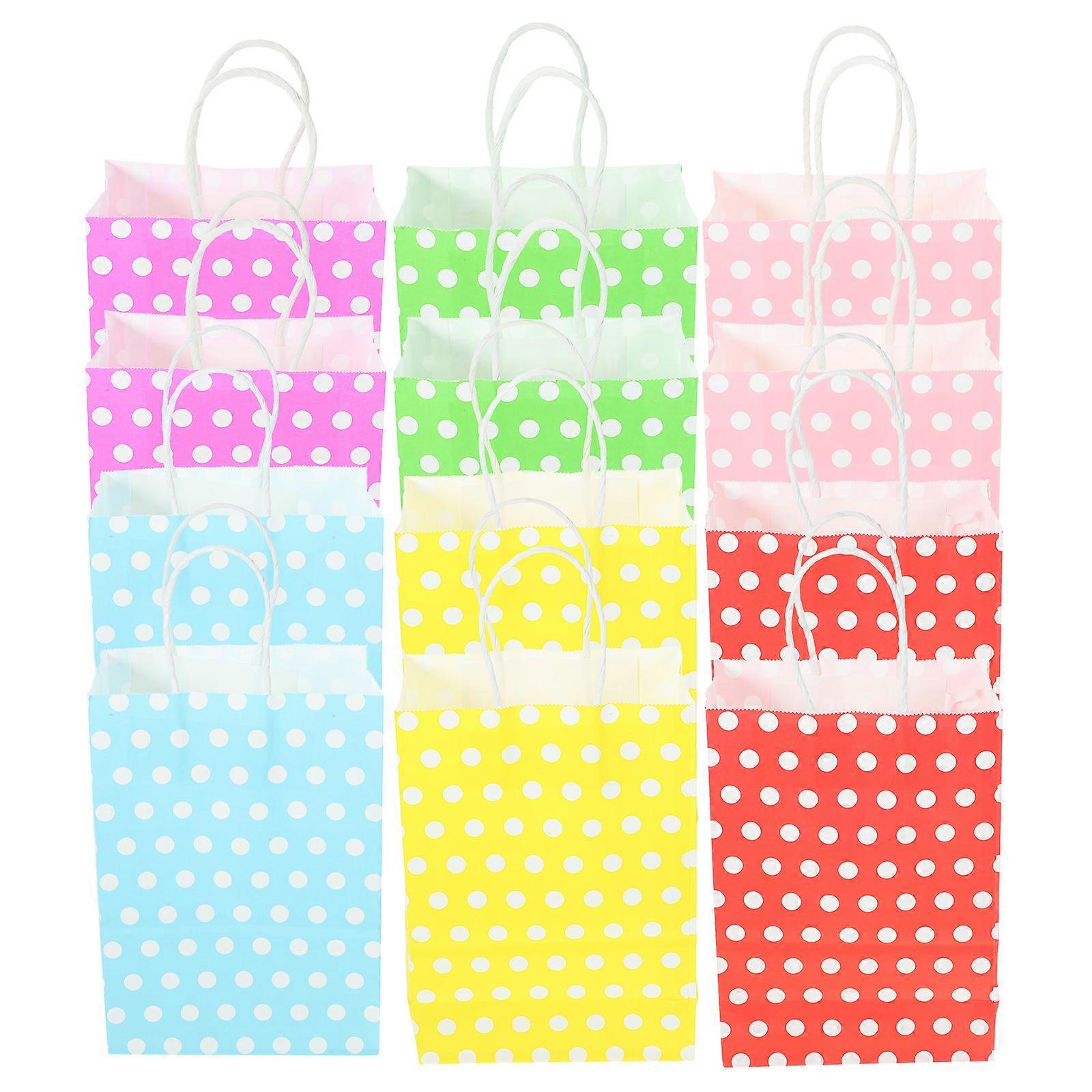 Assorted Color Kraft Paper Gift Bags with Handle for Party Use 12pcs