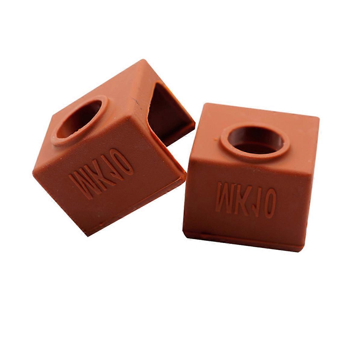 Extruder Heater Block Kit Protective Silicone Case for 3D Printer Accessory Coffee 2.10x2.10x1.60cm 1Pack