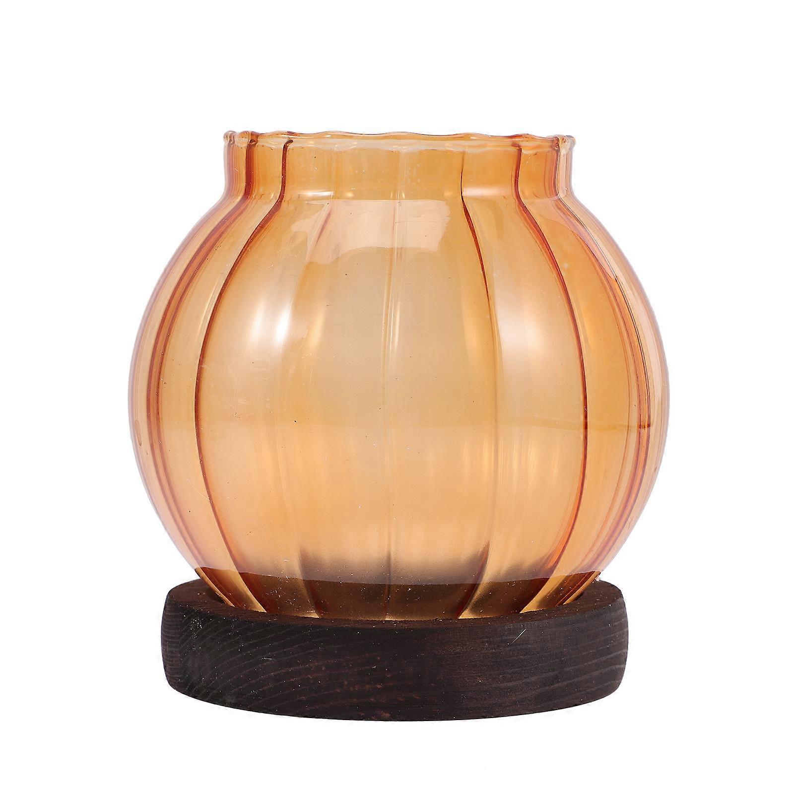 Candlestick Holder Wooden Material Pumpkin Shape Resting Family Use 1Pack