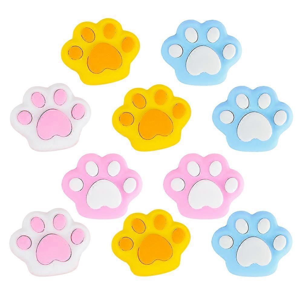 Cute Erasers Paw Shape TPR Effective Erasing Assorted Color 10Pcs