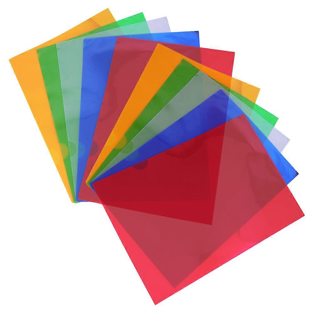 10pcs Plastic Document Folders Assorted Color Sleeves Lightweight Clear File Organizers for Office School Supplies