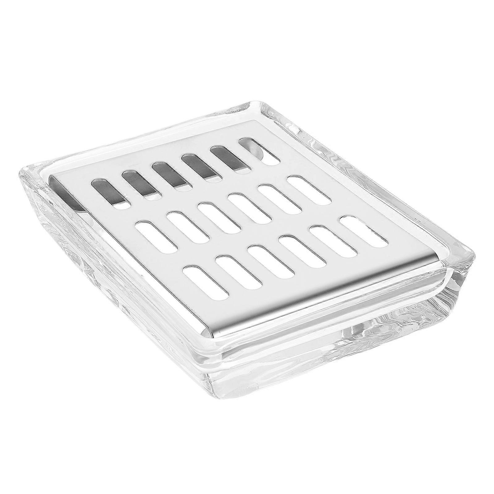 Cute Soap Holder Bathroom Soap Holder Rectangular Glass Sponge Saver Self Draining For Kitchen Sink Countertop Use 1Pack
