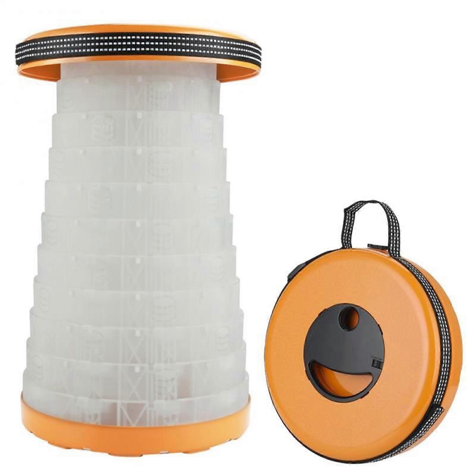 Camping Stool Portable Telescopic Folding Stool with LED Light, Small Folding Chair for Camping, Fishing, Travel, Garden