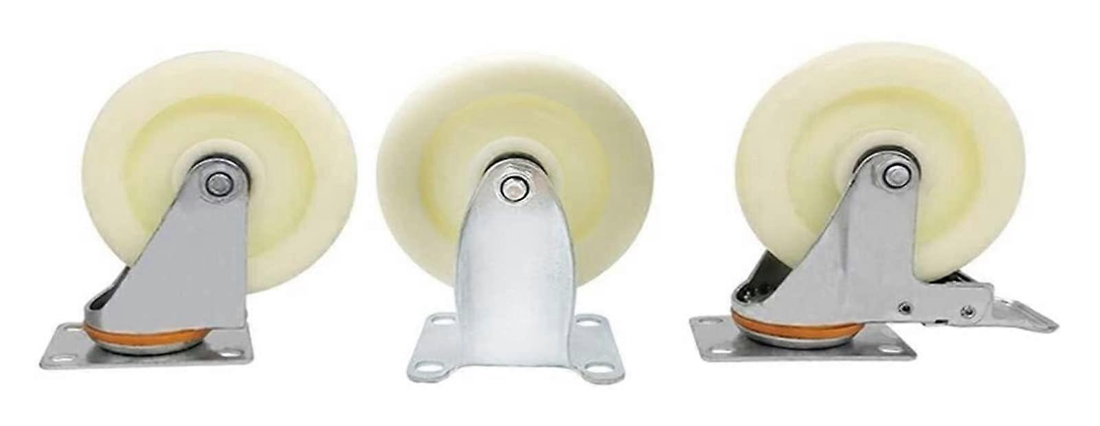 Highperformance swivel casters faux furniture wheel, 3inch directional wheel 4 inch nylon with brakes (Size: 4 inch B)