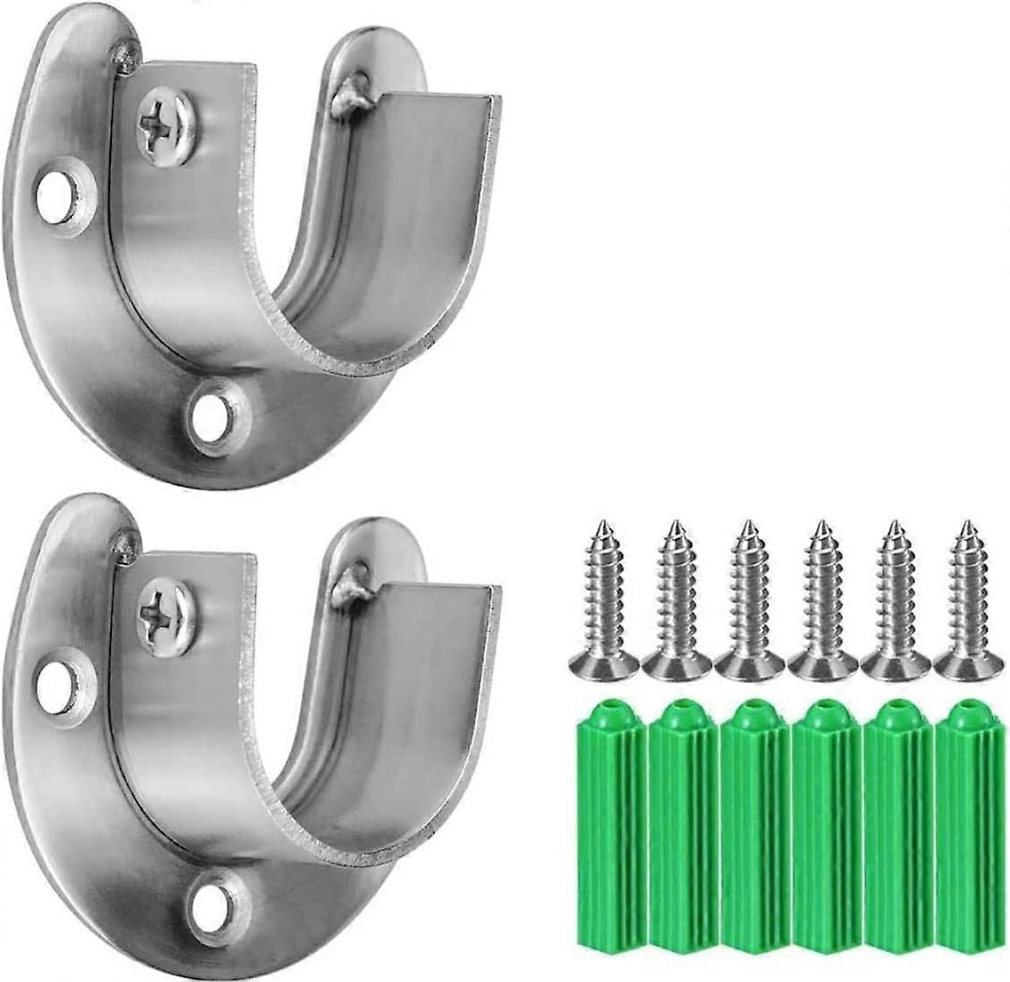 2pcs Steel Wardrobe Rod Bracket, Adjustable Flange Rod Holder