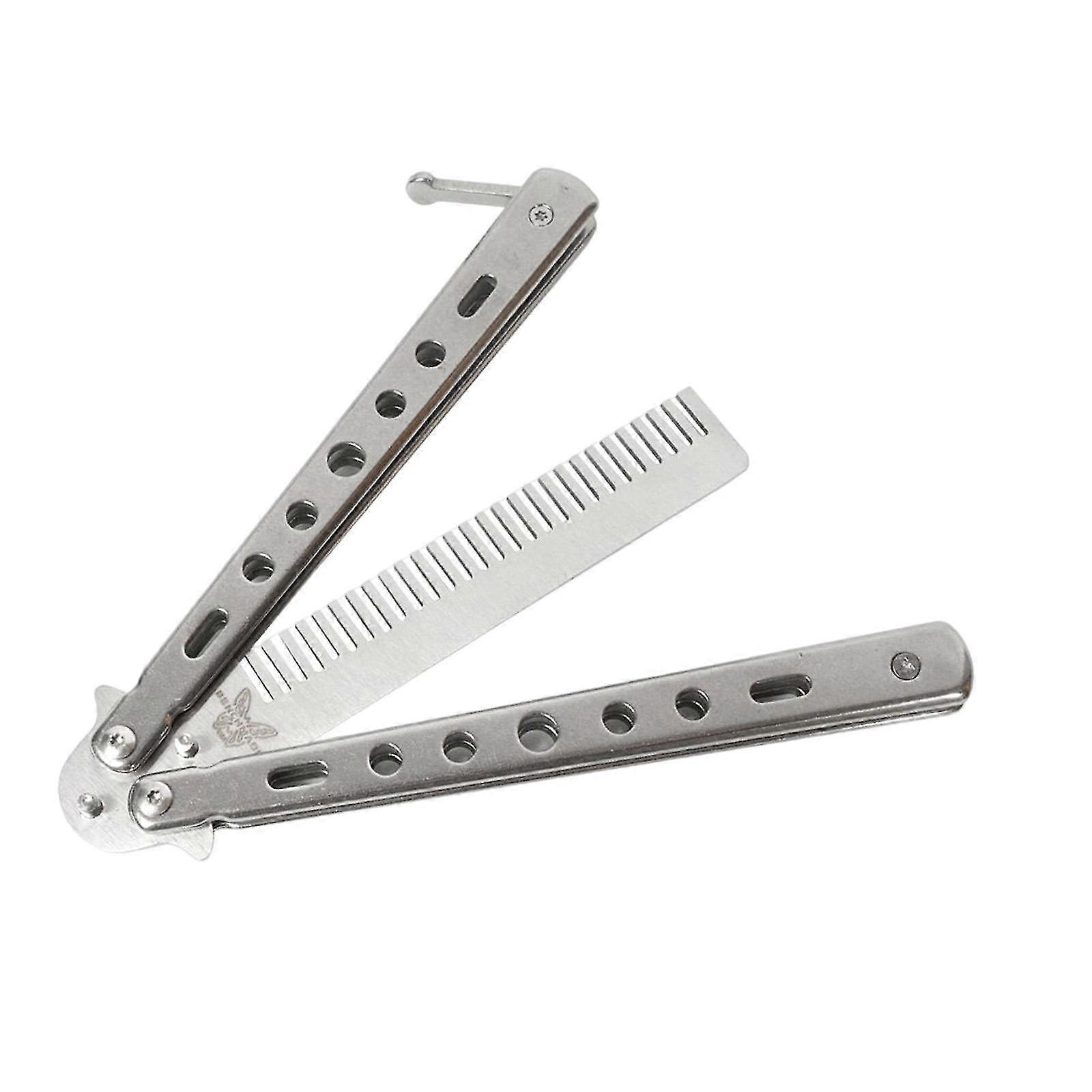 Butterfly comb beard beard brush practice comb suitable for beginners training silver (silver)