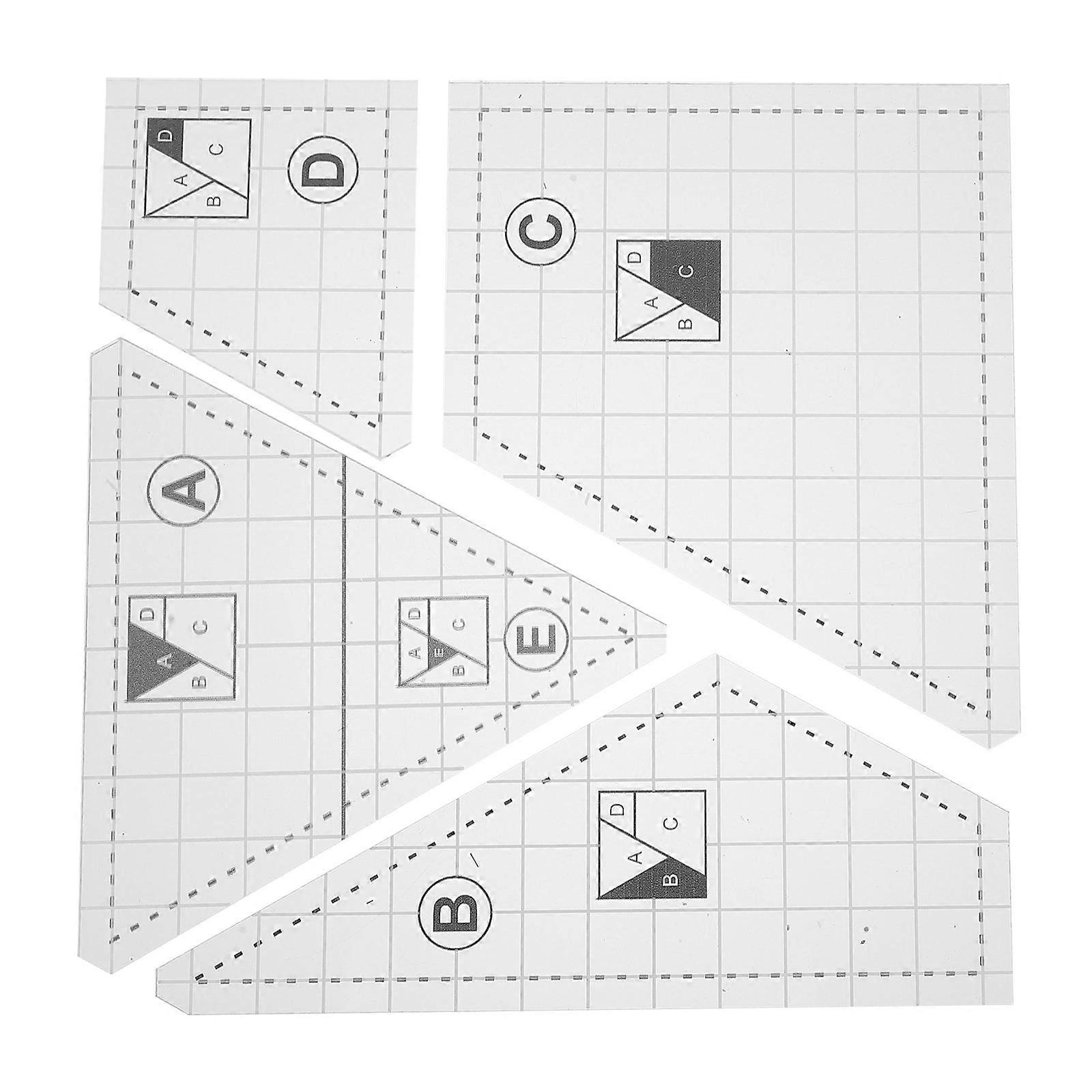 Transparent Acrylic Quilting Templates 5 Piece Set for Home Use Seam Allowance Ruler