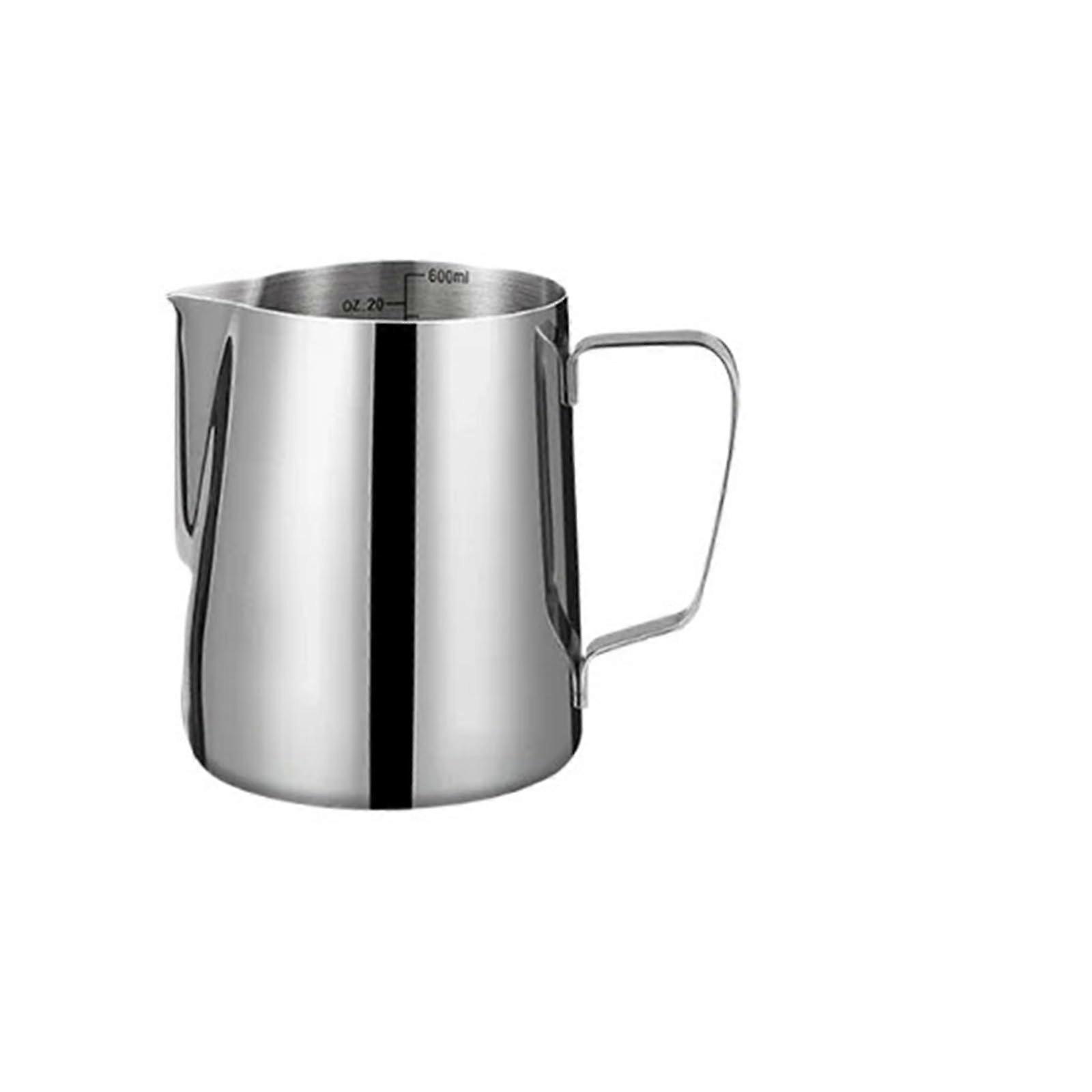 Kaffee Latte Art Tasse Set 2 Stück Edelstahl Milchaufschäumkrug 600ML mit Messmarkierung und Handheld Latte-Art-Stift