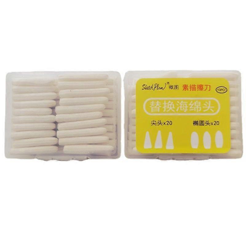 40pcs Professional Sketching Eraser Refills: Precision Sketch Pens Sponge Tips - Replaceable Heads For Even Blending Result