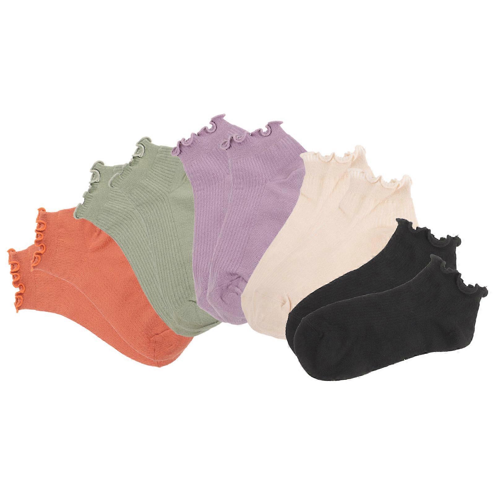 Activewear Ankle Socks Non-Constricting Sports 5 Pairs Beige