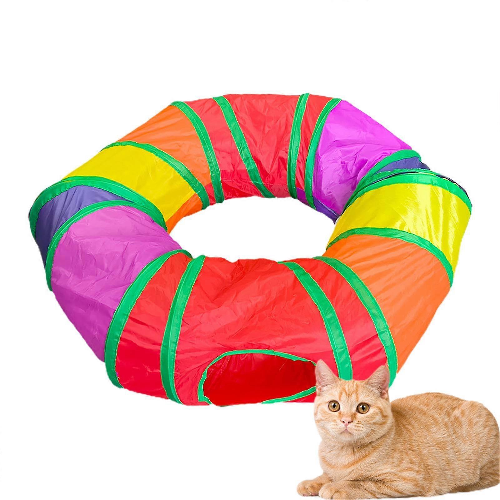 Cat Tunnel Toy for Cats and Kittens, Foldable Interactive Pet Play Tunnel, Removable Cat Playhouse, Durable Fabric Design