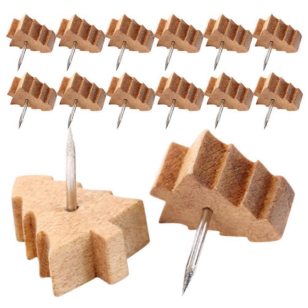 Tree Shaped Thumb Tacks Wood Map Pins Office Use Metal And Wood Material 80Pcs