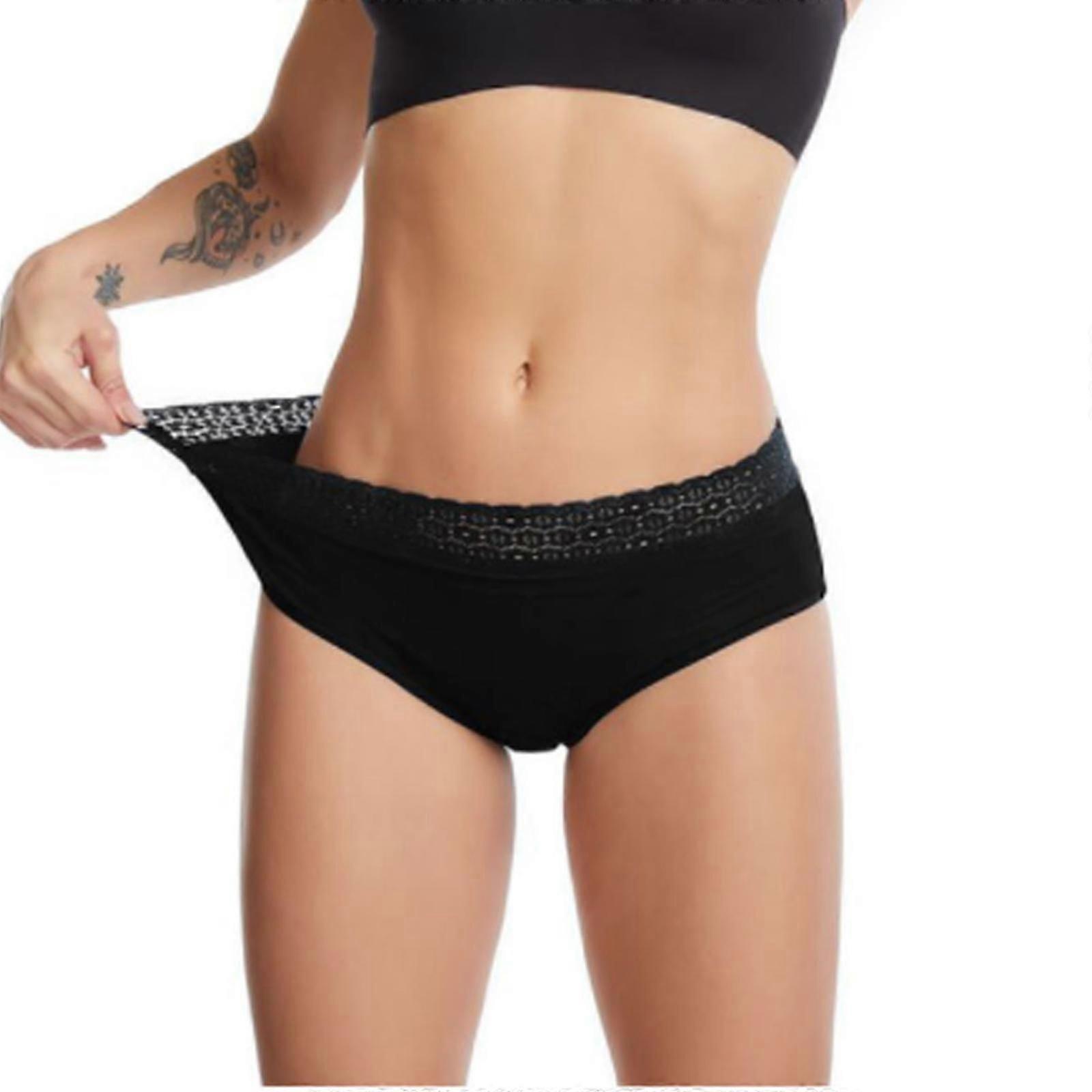 Kvinnors mens Bomull Underkläder Spets Perioder Bomull trosor Läckagesäkra skyddskalsonger Hipster trosa, menstruation Underkläder 4 Läcka