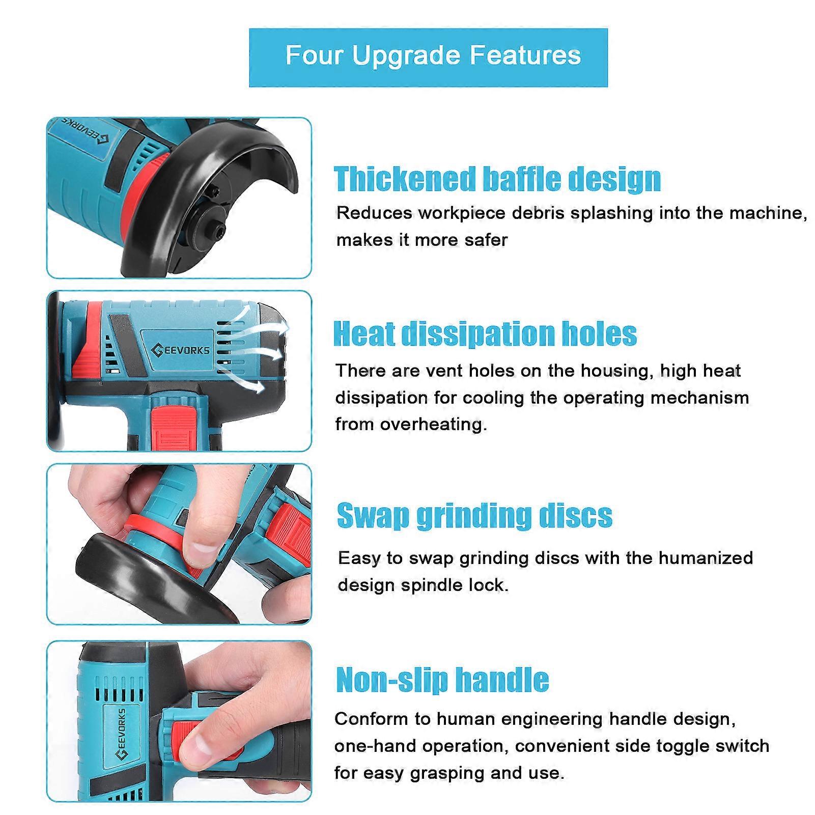 12 V 19500rpm Electric Grinding Tool Multifunctional Angle Grinder Handheld Cutter for Cutting Polishing Ceramic Tile Wood Stone Steel