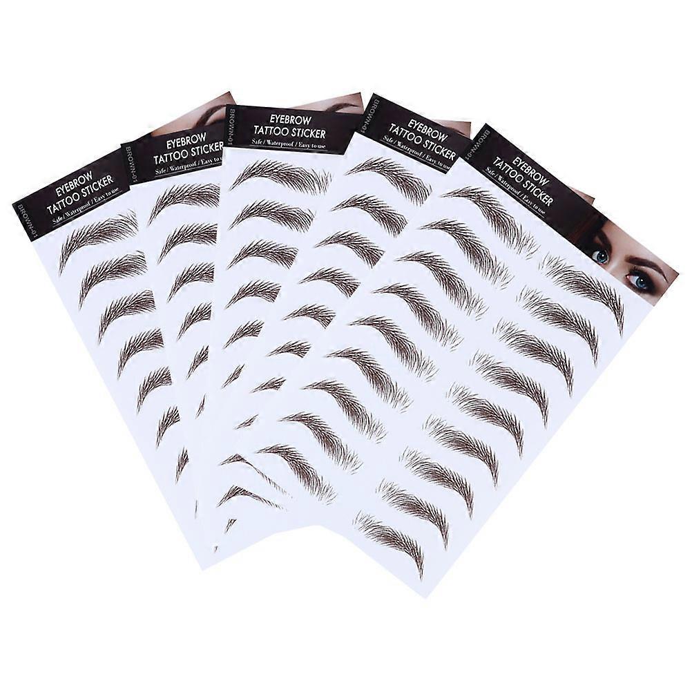 Full and Realistic Eyebrows Stickers Easy to Use Waterproof Eyebrow Transfers for Special Events 5Pack