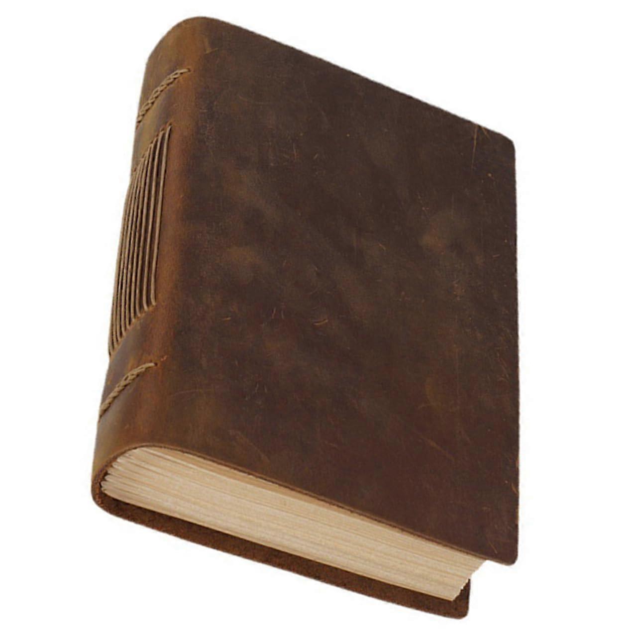 Retro Travel Notebook Journal - Handmade Vertical Sketchbook in High-Quality Cowhide Leather for Students, Teachers, and Office Use