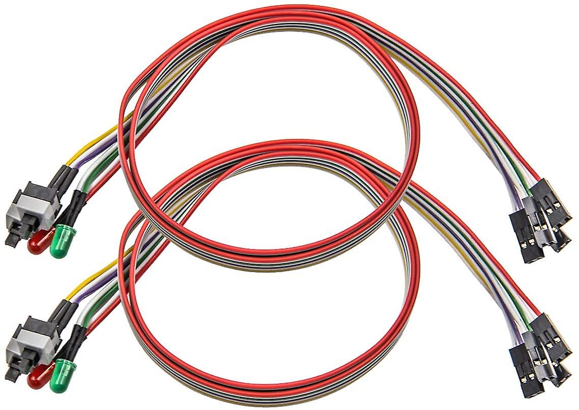 2 Pack Computer Case Atx Power On Off Reset Switch Cable With 2 X Led Light Light Red Green 27-inch Atx Case Fro