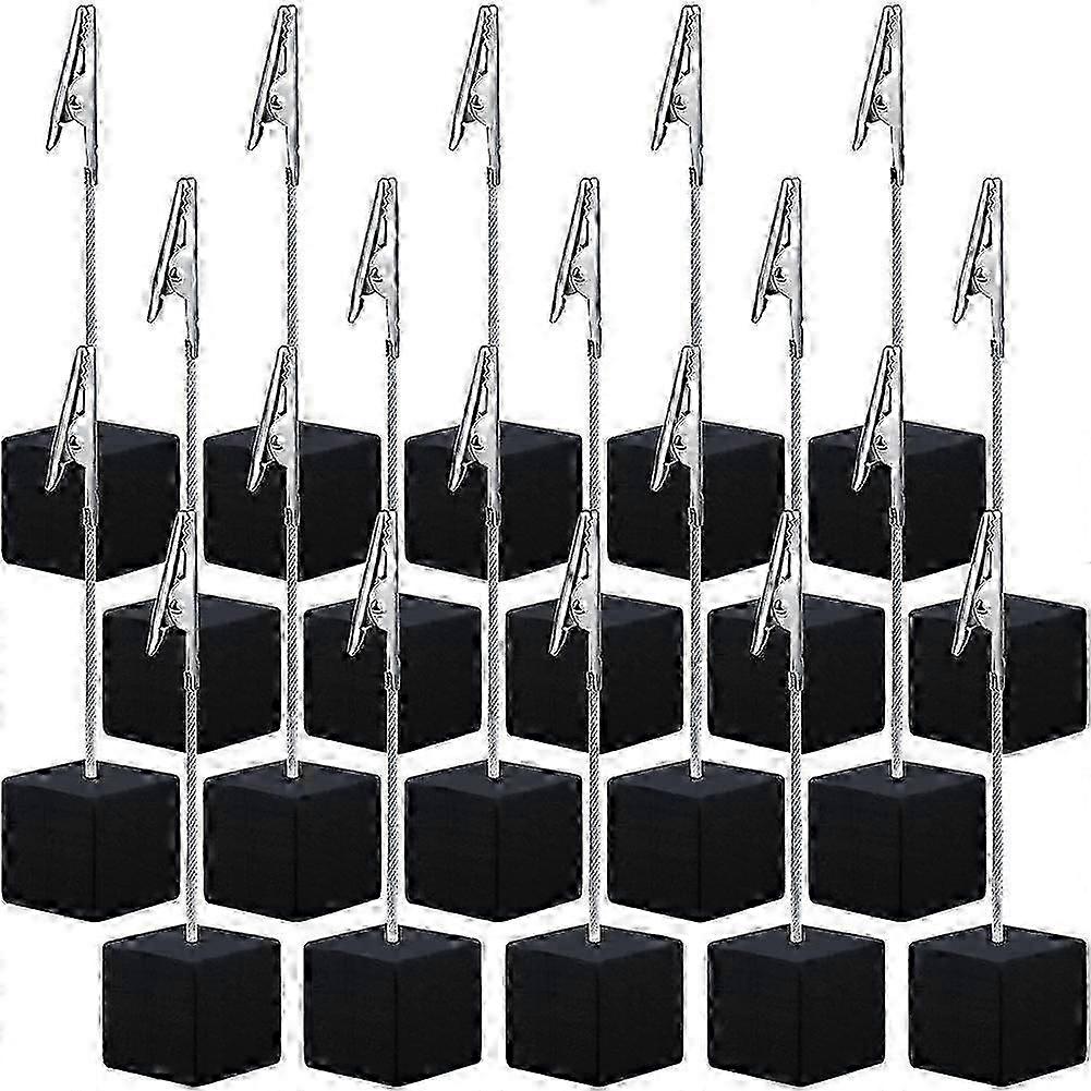 20 Pieces Cube Base Memo Clip Holder with Alligator Clip Wood Base Table Number Holder Cube Base Place Card Holder