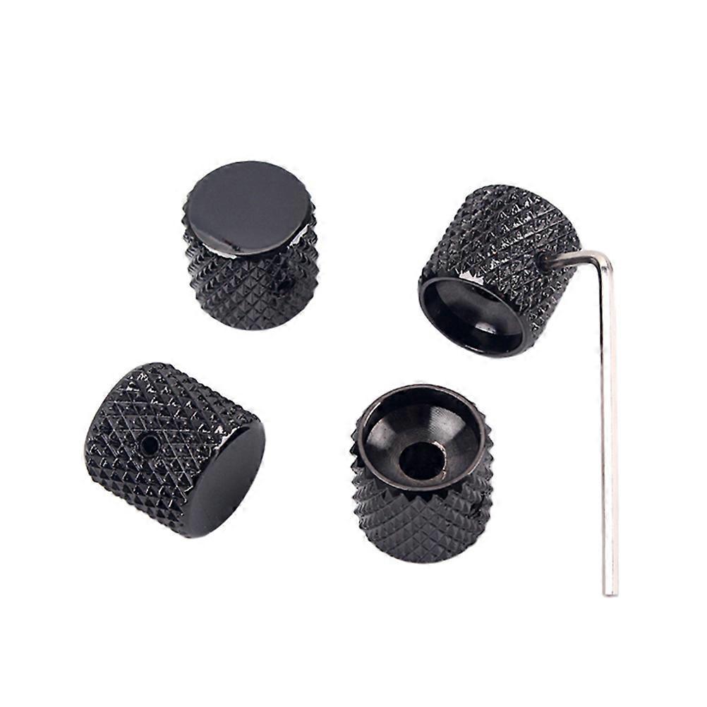 4pcs Black Aluminum Alloy Guitar Control Knobs Durable Volume & Tone Knobs for Electric Bass, Compatible with Split Shaft Pots, Replacement for Old