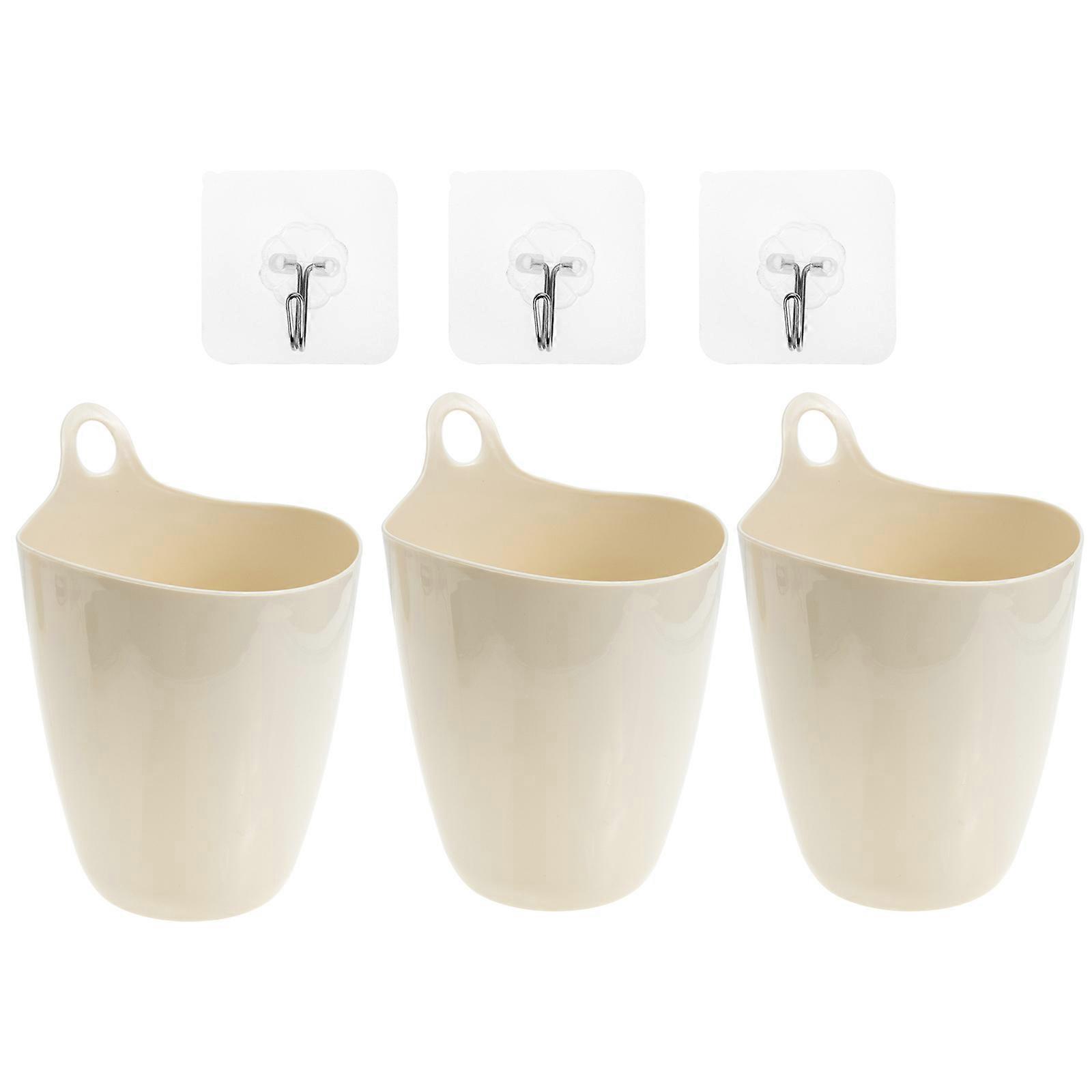 Hanging Waste Container Plastic Wall Trash Can for Storage 3Sets