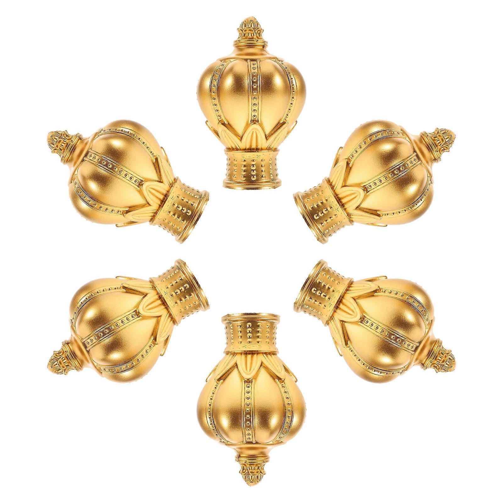 Golden Acrylic Decorative Curtain Rod End Caps for Home Use Elegant Design and Secure Fit 6 Pcs