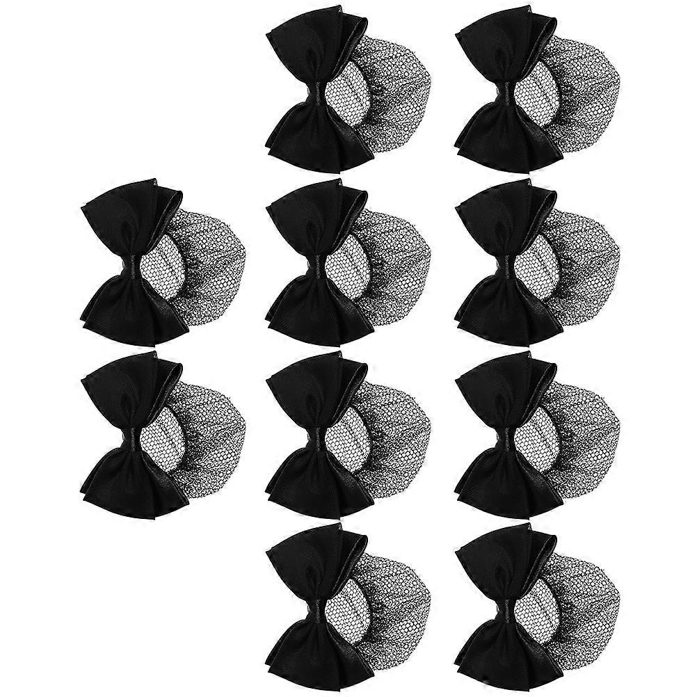 Ballet Accessories For Girls Hair Net With Bow Clip Elegant Design For Daily Life And Work Use 10Pack