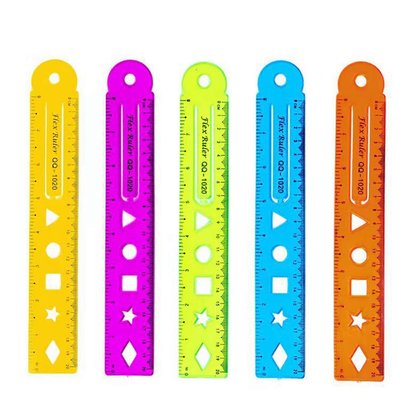 Flexible ruler, 4piece set, 15/20/30 cm, flexible ruler, straight ruler, bendable ruler, measuring tool, soft ruler, school, office supplies