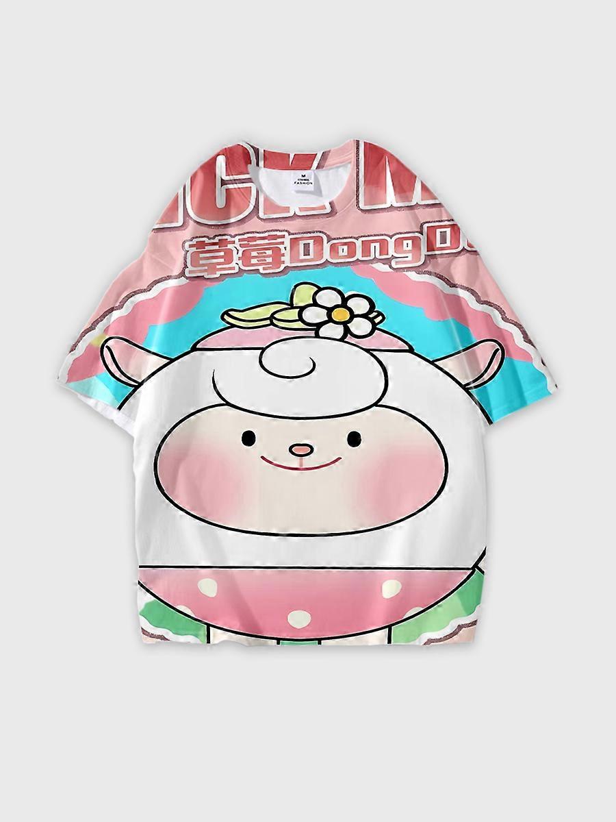 T-shirt round neck Pattern loose short sleeve C2808