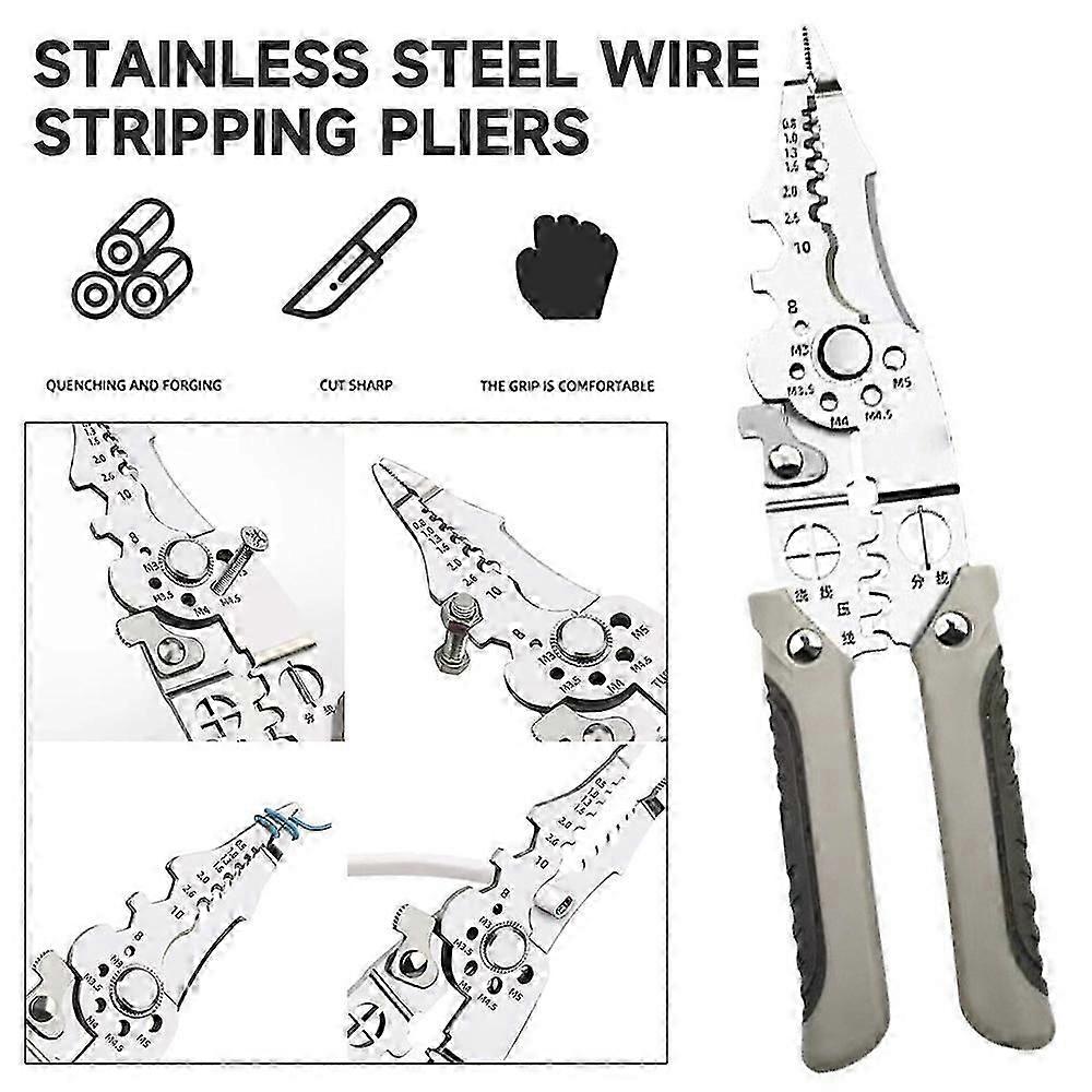 Multifunctional Wire Stripper Crimper Cable Cutter Pliers, Multi-Purpose Professional Wire Quick Stripping Tool