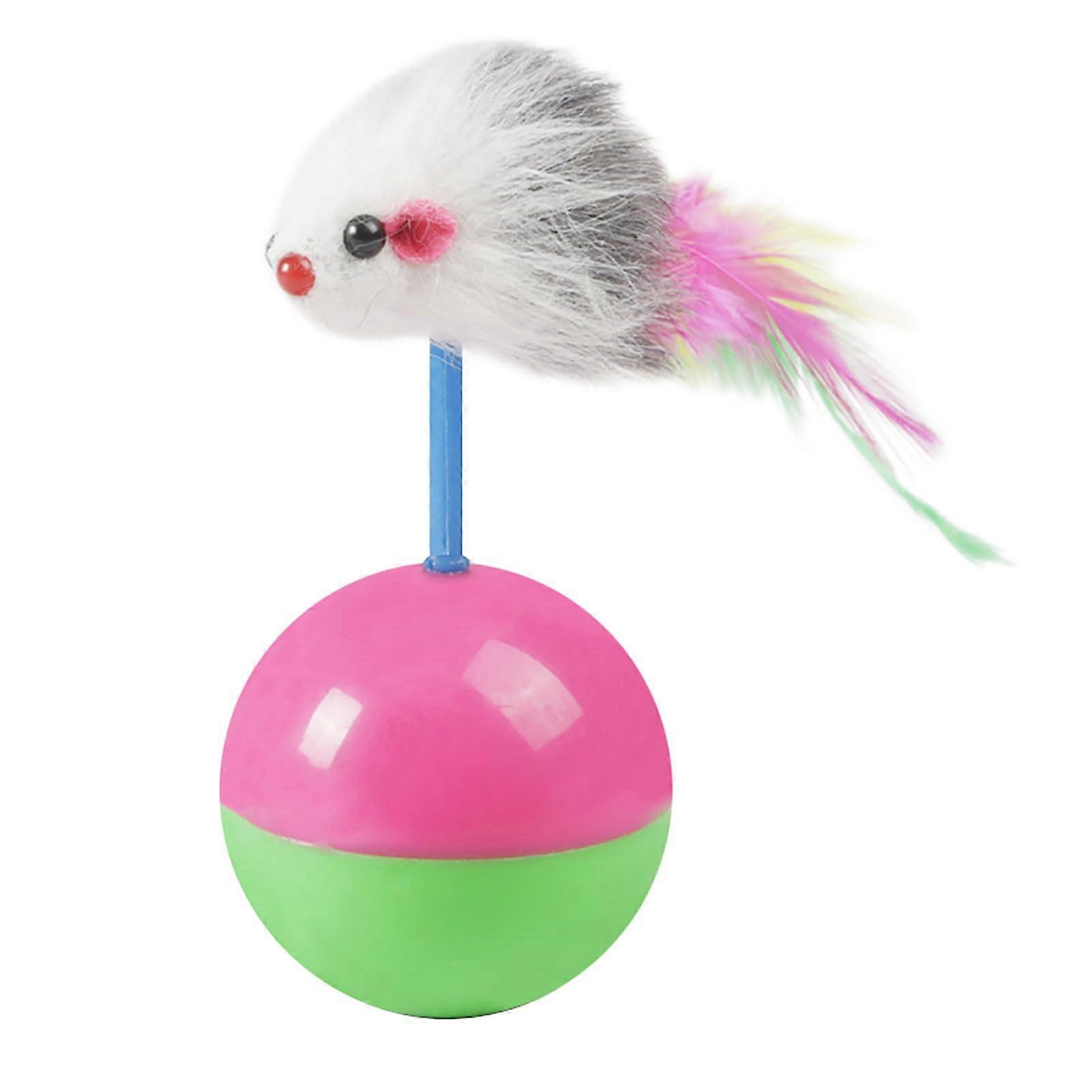 Cat teaser toy with feather bobblehead interactive ball toy for kitten play  exercise entertainment