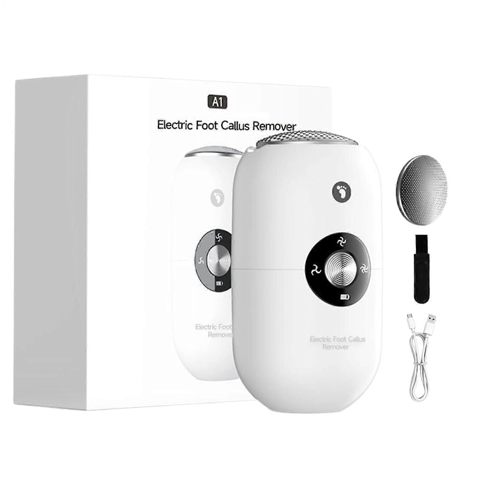 Callus remover, foot callus remover, rechargeable device for dry skin removal with 3 attachments for pedicure at home and on the go.