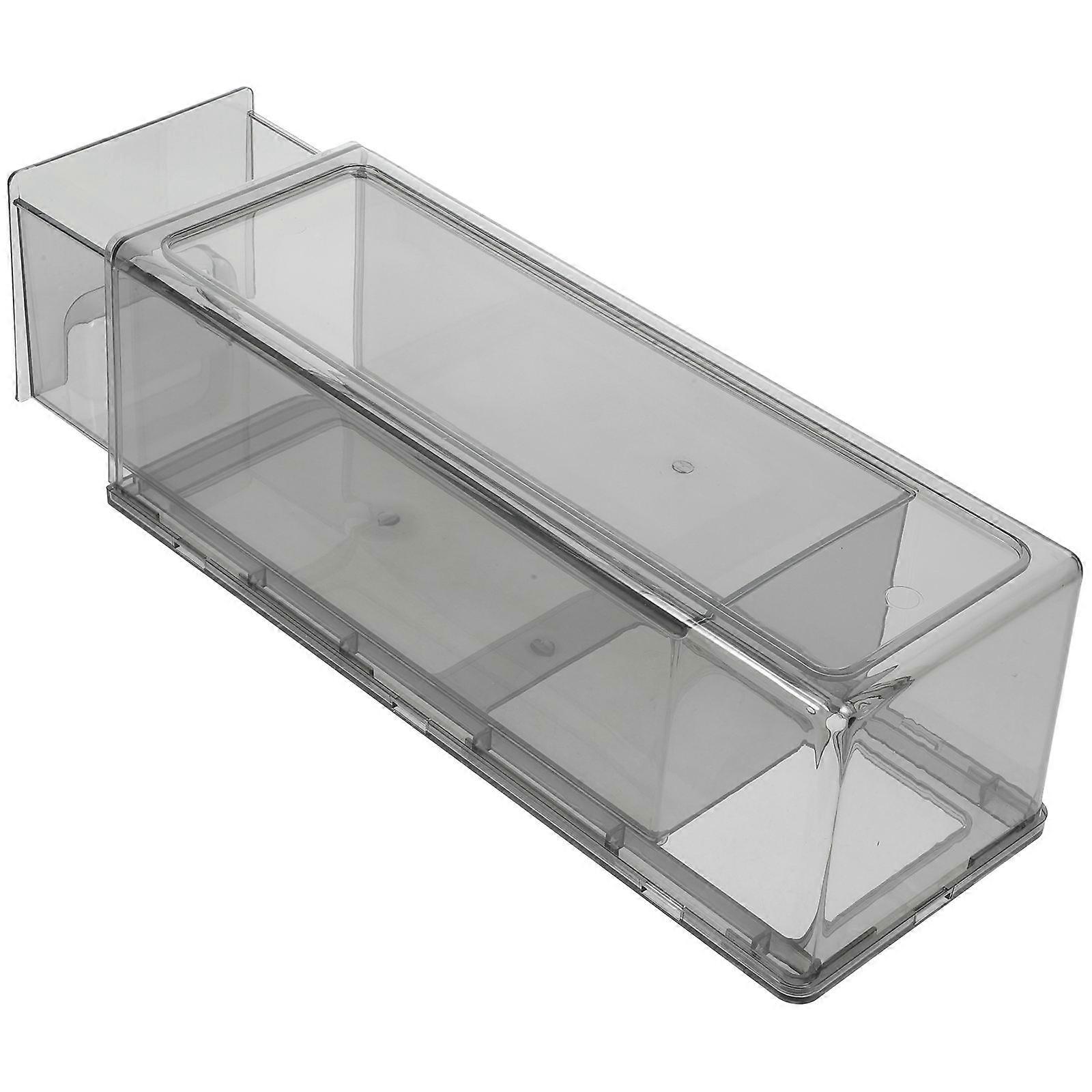 Grey Stackable Refrigerator Organizer Box for Fresh-keeping Food Storage in Kitchen or Fridge
