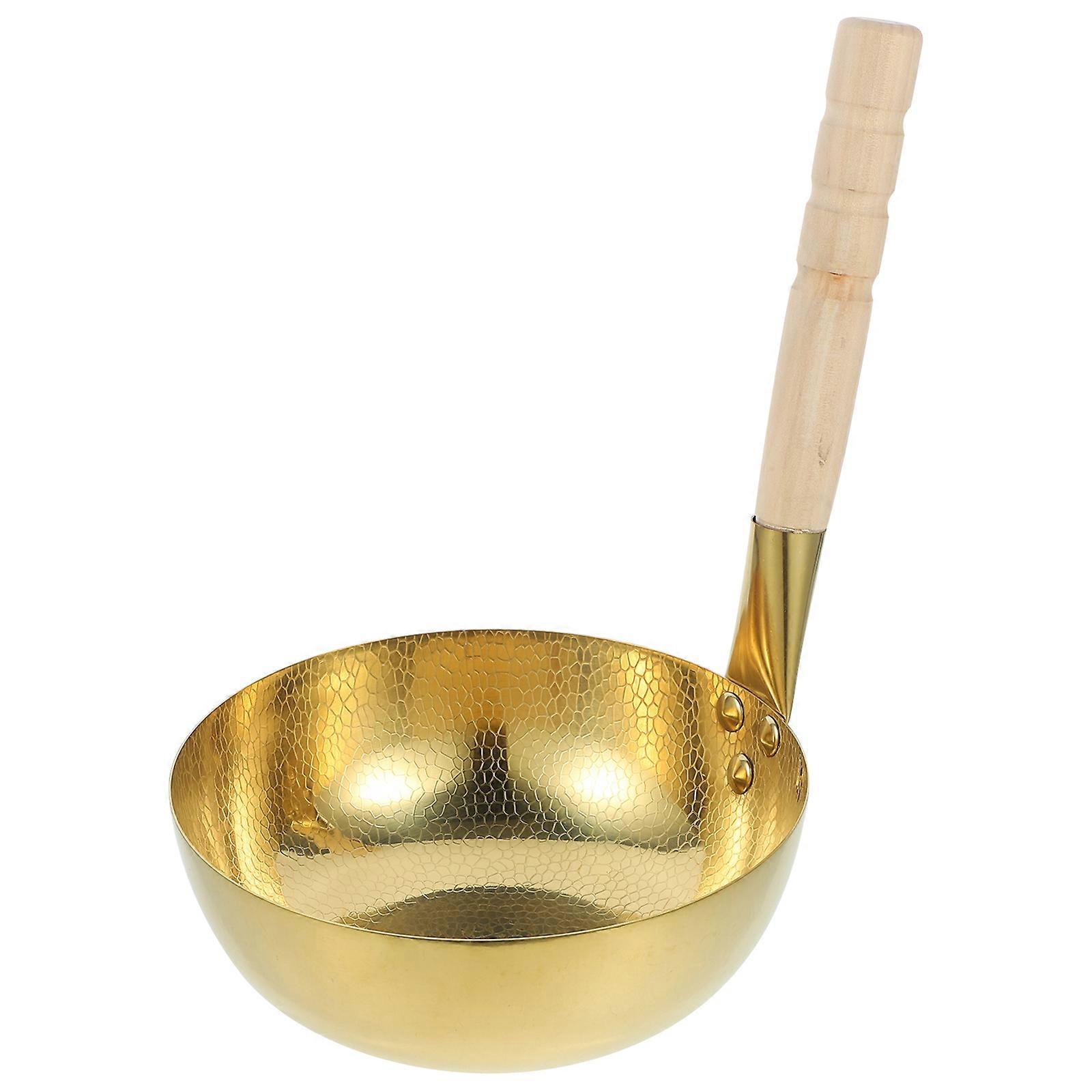 Stainless Steel Milk Pot with Hammered Bottom for Even Heat Distribution Golden Color Fits Small Kitchens 6.5 Inch